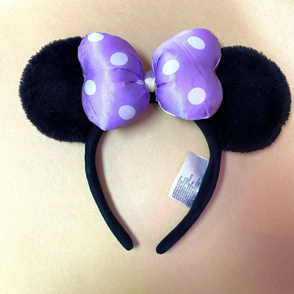 Flawed- Disney Purple and White Minnie Mouse Ears Headband w/minor Discoloration